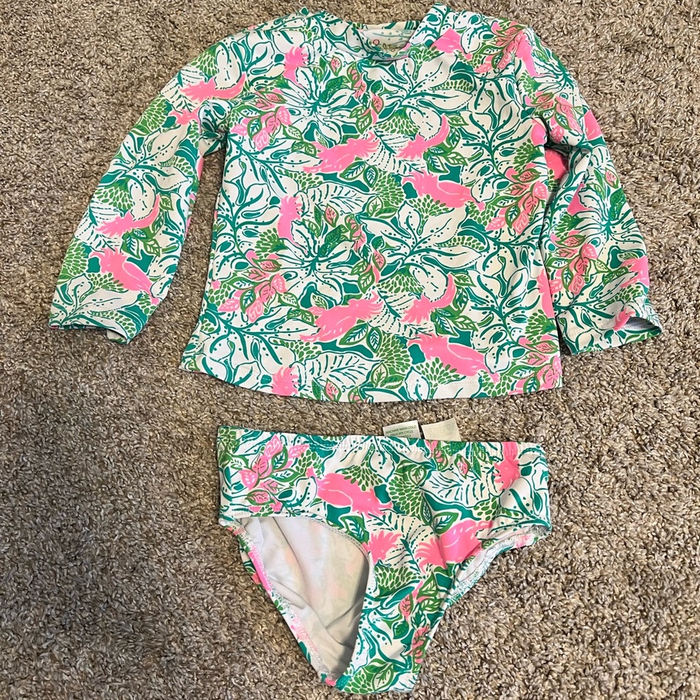 Lilly Pulitzer Kids Rashguard Set - Pink and Green